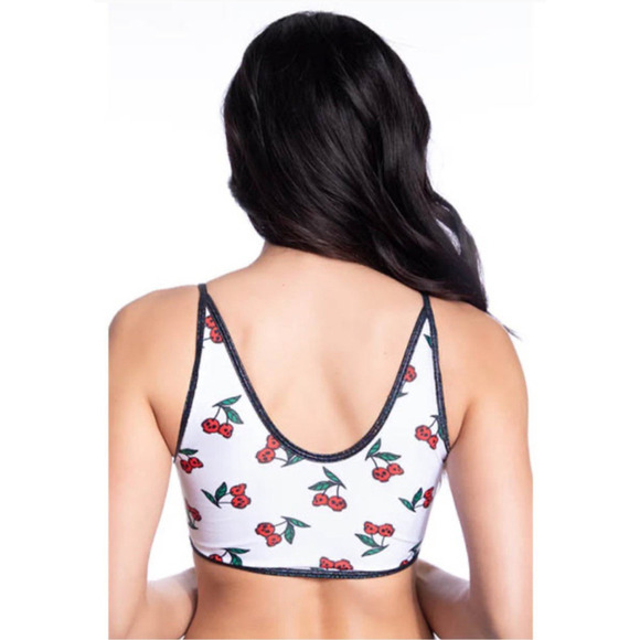 🦋B2G1🦋MIDNIGHT BALLERINA Cherry Skulls Crop Top | ONE SIZE | Dance Wear WHITE - Picture 2 of 4
